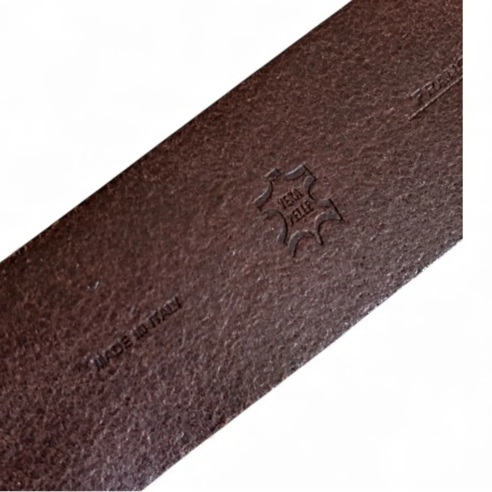 FRANCESO BOJOLA FIRENZE Vintage Leather Belt Brown Enhanced Resin Buckle L/XL